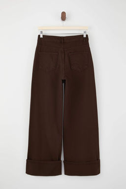 Koyu Mavi Paca Katlamal? Normal Bel Wide Leg Jeans TWOAW26JE00011 - Trendyolmilla фото 13