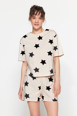 Trendyolmilla Cok Renkli %100 Pamuklu Y?ld?z Desenli Sortlu Orme Pijama Tak?m? THMSS22PT0501  фото 15
