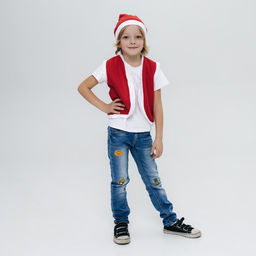 Карнавальный костюм «Новогодний гном» жилетка и колпак, рост 98-110 см