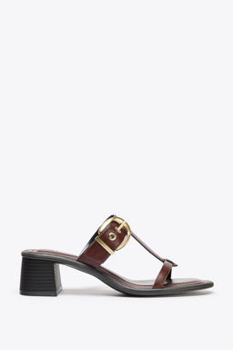 LEATHER BLOCK HEEL SANDALS - Zara фото 7