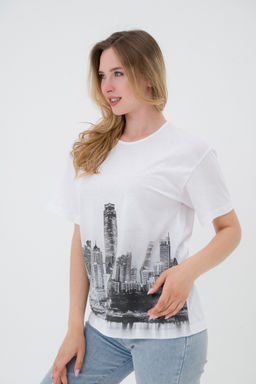 Футболка из кулирки унисекс Город белый - Амадэль фото 5