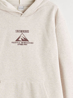 Kap??onlu Bask?l? Erkek ?ocuk Sweatshirt