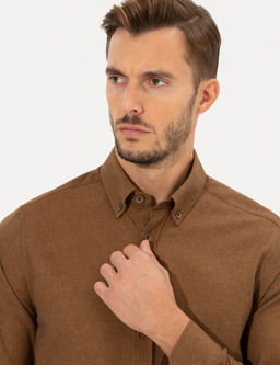 Kahverengi Slim Fit Uzun Kollu G_mlek