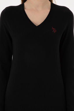 Свитер женский U.S. Polo Assn V-образный вырез черный  фото 13