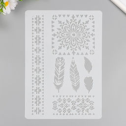 Цена за 2 шт. Трафарет пластик «Узоры, перья», 21×29.7 см