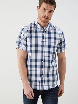 Regular Fit K?sa Kollu Ekose Erkek G?mlek