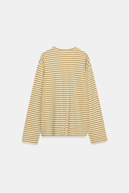 CAMISETA ALGOD?N Y LINO RAYAS / Rosa pastel - Zara фото 18