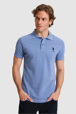Erkek Slim Fit Polo Yaka _ndigo Basic Ti__rt