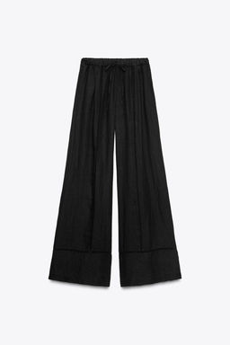 ZW COLLECTION 100% LINEN PALAZZO TROUSERS - Zara фото 3