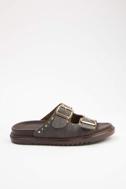 Trendyol Shoes Siyah Rivetli Cift Tokal? Duz Kad?n Terlik TAKSS25TE00004 - Trendyolmilla фото 16
