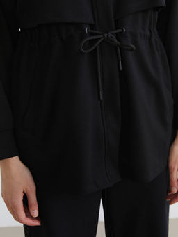 Dik Yaka Oversize Kad?n Fermuarl? Sweatshirt