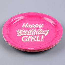 Цена за 10 шт. Тарелка бумажная Happy Birthday, girl Кукла, 18 см - Страна карнавалия фото 3