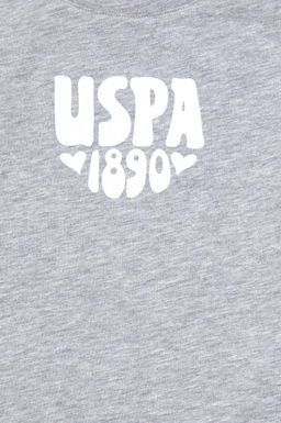 Серая меланжевая базовая футболка для девочек - U.s. polo assn фото 3