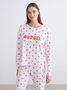 Bisiklet Yaka Y?lba?? Temal? Kad?n Pijama Tak?m?