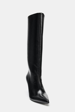 FAUX-PATENT WIDE-LEG BOOTS WITH BLOCK HEEL - Zara фото 4