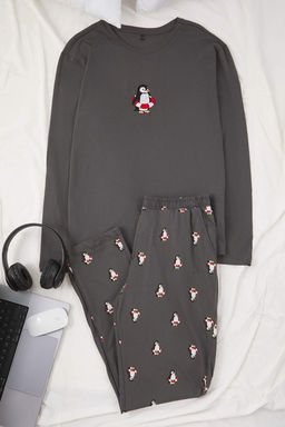 Antrasit Regular Penguen Nak?sl? Orme Pijama Tak?m? TMNAW23PT00157