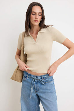 Tas More Sustainable Basic Polo Yaka Bluz TWOSS26BZ00505 - Trendyolmilla фото 5