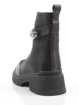 04-HSM704 BLACK Ботинки зимние женские (натуральная кожа, натуральный мех)