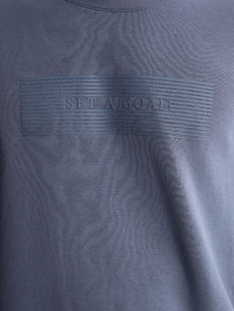 Bisiklet Yaka Bask?l? Erkek Sweatshirt