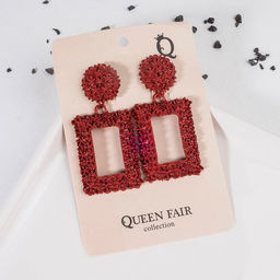 Серьги металл Карибы крупные, цвет красный - Queen fair фото 3