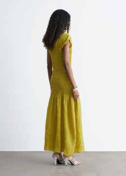 Maxivestido fruncido con nido de abeja - H&m фото 8