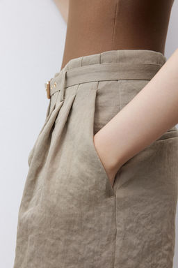 Pantalon corto paper bag con cinturon - H&m фото 3