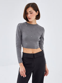 Bisiklet Yaka Crop Kad?n Triko Kazak