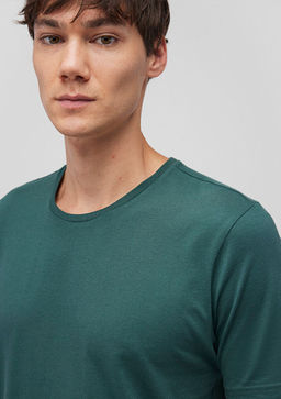 3lu Bisiklet Yaka Erkek Basic Tisort - Mavi фото 7