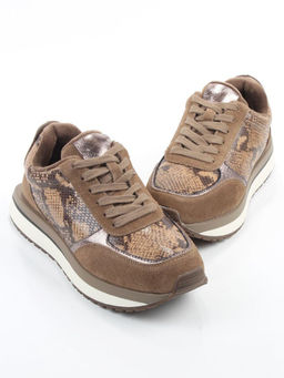 04-PCML20-3 KHAKI Кроссовки демисезонные женские (натуральная замша, натуральная кожа, текстиль)