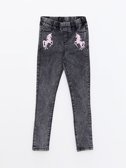 Beli Lastikli Super Skinny Fit Pul ??lemeli K?z ?ocuk Jean Pantolon