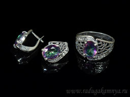 Кольцо Серьги с цирконом искусственным, цв. хамелеон размер 20