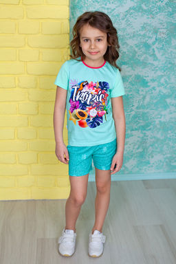 Футболка " Тропики ",ментоловый