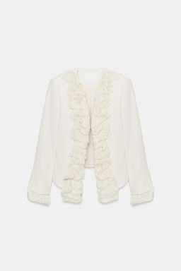CHAQUETA FLECOS CON LINO ZW COLLECTION / Crudo - Zara фото 6