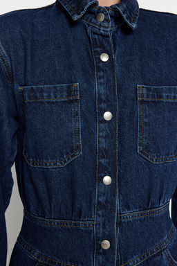 TRENDYOLMILLA Lacivert Balon Kollu Denim Tulum TWOAW22TU0041  фото 5