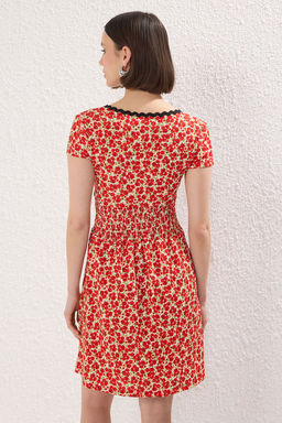 K?rm?z? Mini Serit Detayl? Skater/Belden Ac?lan Orme Elbise TWOSS25EL00543 - Trendyolmilla фото 5