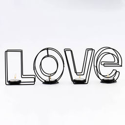 Подсвечник металлический на 4 свечи TAKE IT EASY Love: слово, 13.5?42 см, чёрный