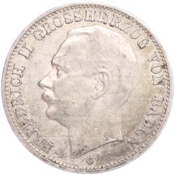 Монета 3 марки 1910 года G Германия (Баден)