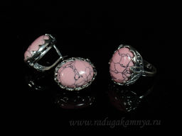 Кольцо Серьги кахолонг (имитация), цв.розовый размер 19