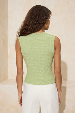 Haki Fitted/Vucuda Oturan Kolsuz Buzgulu Dokulu Orme Bluz TWOSS26BZ00198 - Trendyolmilla фото 13