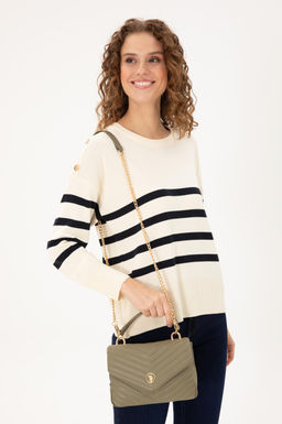 Женская сумка через плечо цвета хаки с цепочкой на ремне Неожиданная скидка в корзине