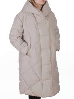 8870 LT. BEIGE Пальто зимнее женское оверсайз (200 гр. холлофайбер)