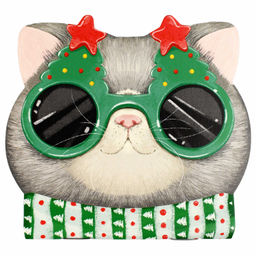 Блокнот 30л арт. 69608/ 10 НОВОГОДНИЙ СЕРЫЙ КОТ /120х117 мм, фигурная вырубка, мягкий переплёт (1 скоба). вн.блок - белый офсет, без печати. Обложка - мелованный картон 190 г/м?,