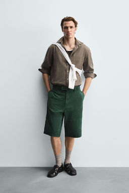 RELAXED FIT LEATHER SUEDE BERMUDA SHORTS