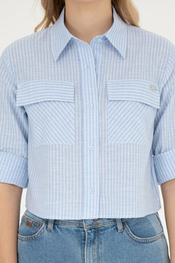 Женская голубая рубашка с длинным рукавом - U.s. polo assn фото 13
