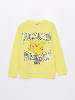 Bisiklet Yaka Pikachu Bask?l? Uzun Kollu Erkek ?ocuk Ti??rt