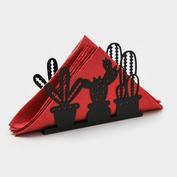 Салфетница Доляна Кактусы, 15410,3 см, цвет чёрный