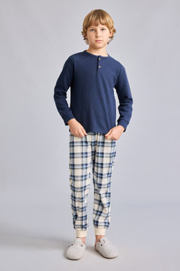 2li Tak_m Henley Yaka Ekose Erkek _ocuk