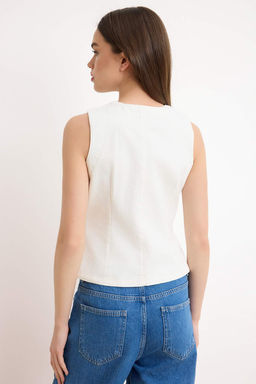 Koyu Mavi Dugme Detayl? Fitted 100% Pamuk Denim Yelek TWOSS26YE00004 - Trendyolmilla фото 10