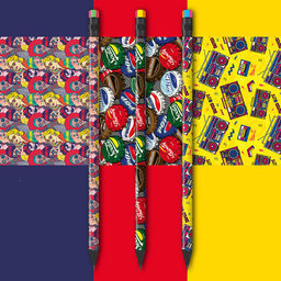 Цена за 18шт. Карандаш чернографитный BRAUBERG "POP-ART", 1 шт., HB, с ластиком, корпус ассорти, 181754