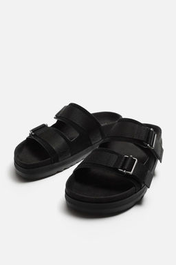DOUBLE STRAP LEATHER SANDALS - Zara фото 6